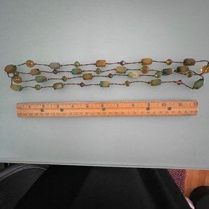 Multiple Color Glass Beads Long Necklace